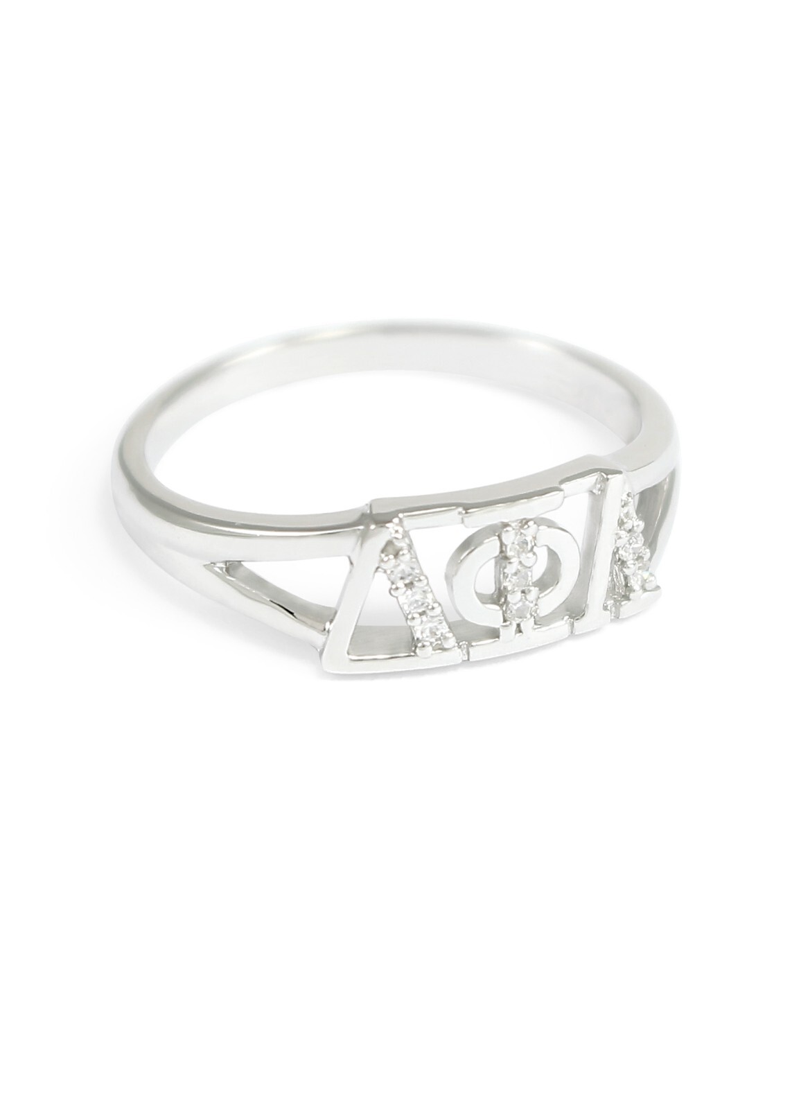 Delta Phi Lambda Sterling Silver ring with CZ's