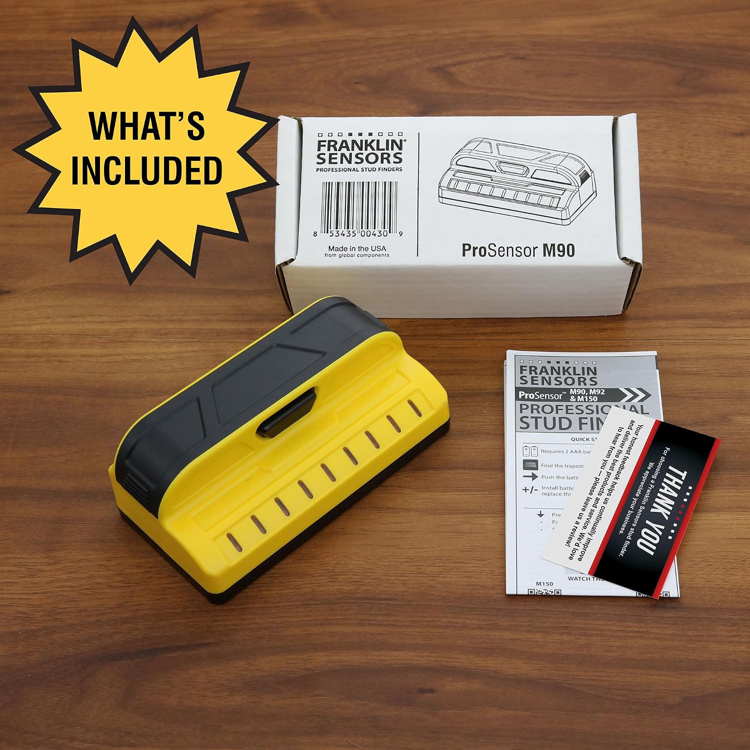 Prosensor M90 Stud Finder, 9-Sensor Wall Scanner | Wood and Metal Stud Detector,