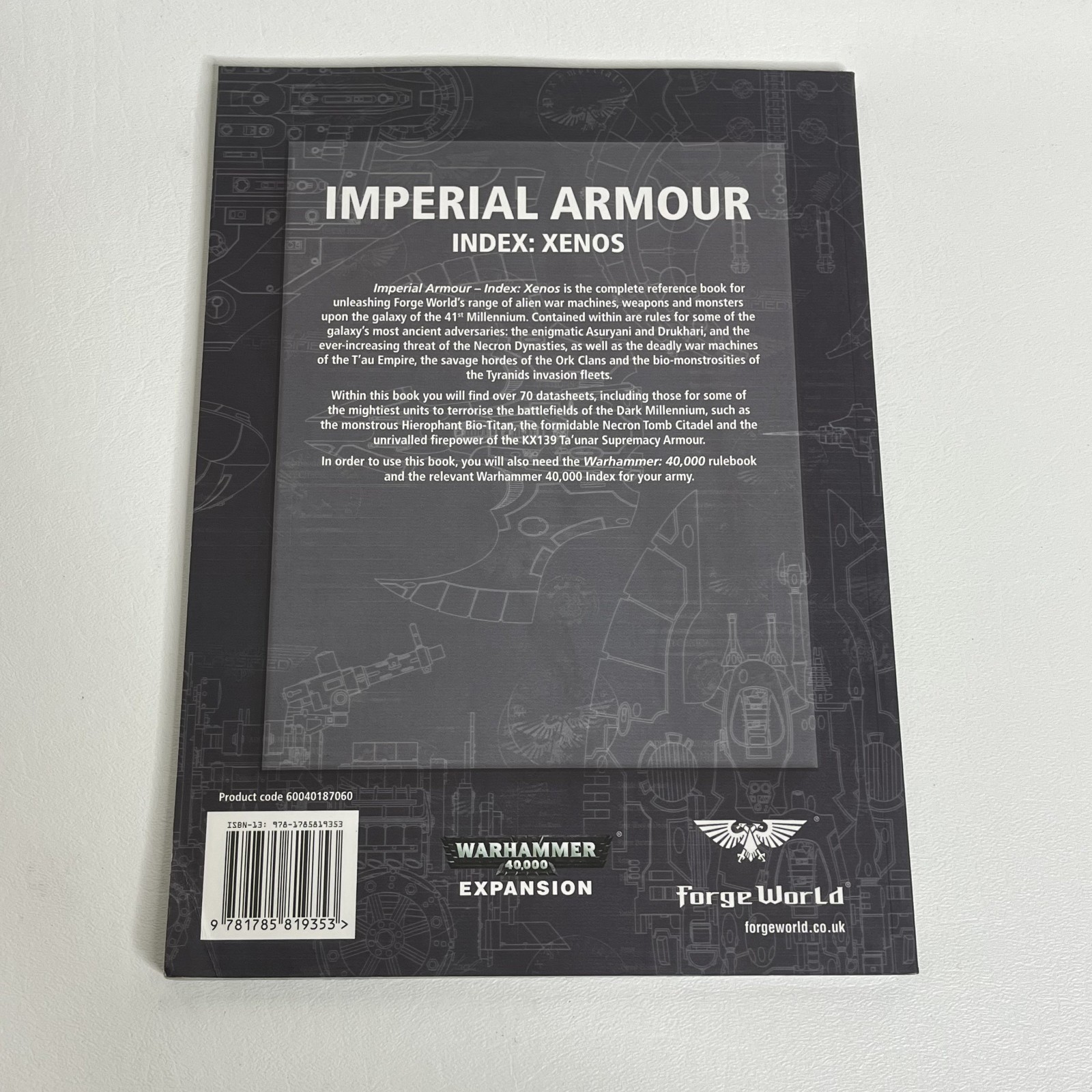 Warhammer 40K IMPERIAL ARMOUR INDEX: XENOS Forge World Games Workshop 2017