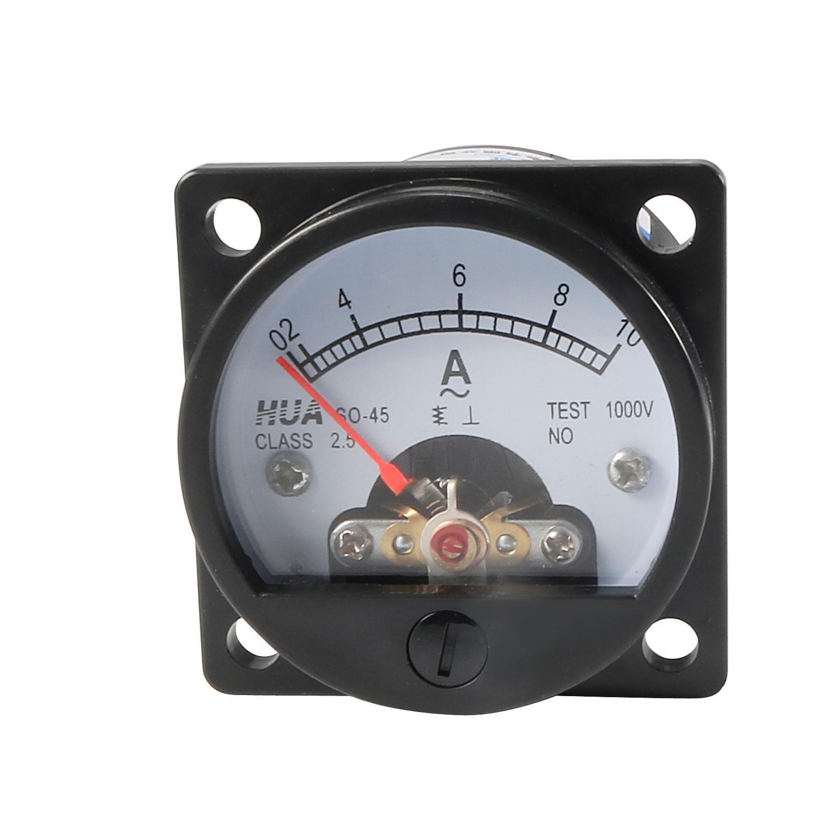 Class 2.5 Accuracy AC 0-10A Round Analog Panel Meter Ammeter Black