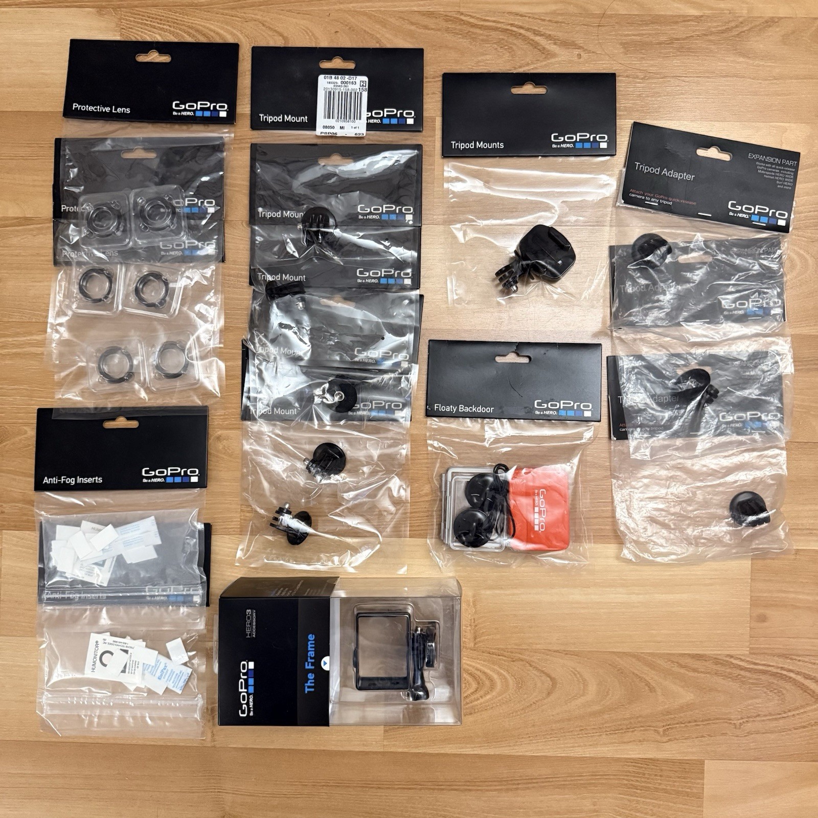 Genuine GoPro Hero 3 Accessory Bundle Frame Tripod Mount/Adapter Protective Lens
