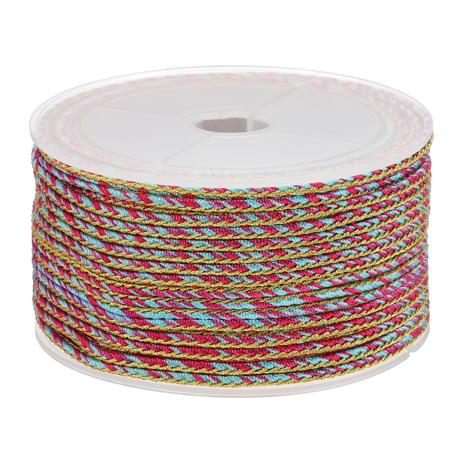 15 Yards x 2.5 mm Braided Cord, Metallic Bracelet Knotting Red Blue