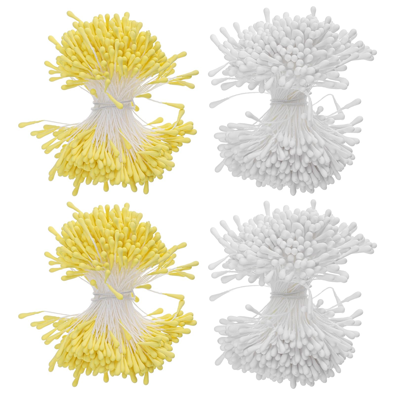 Matwsec 1600PCS 2mm Stamens for Flowers Making, Yellow Pearl Double Heads Flo...