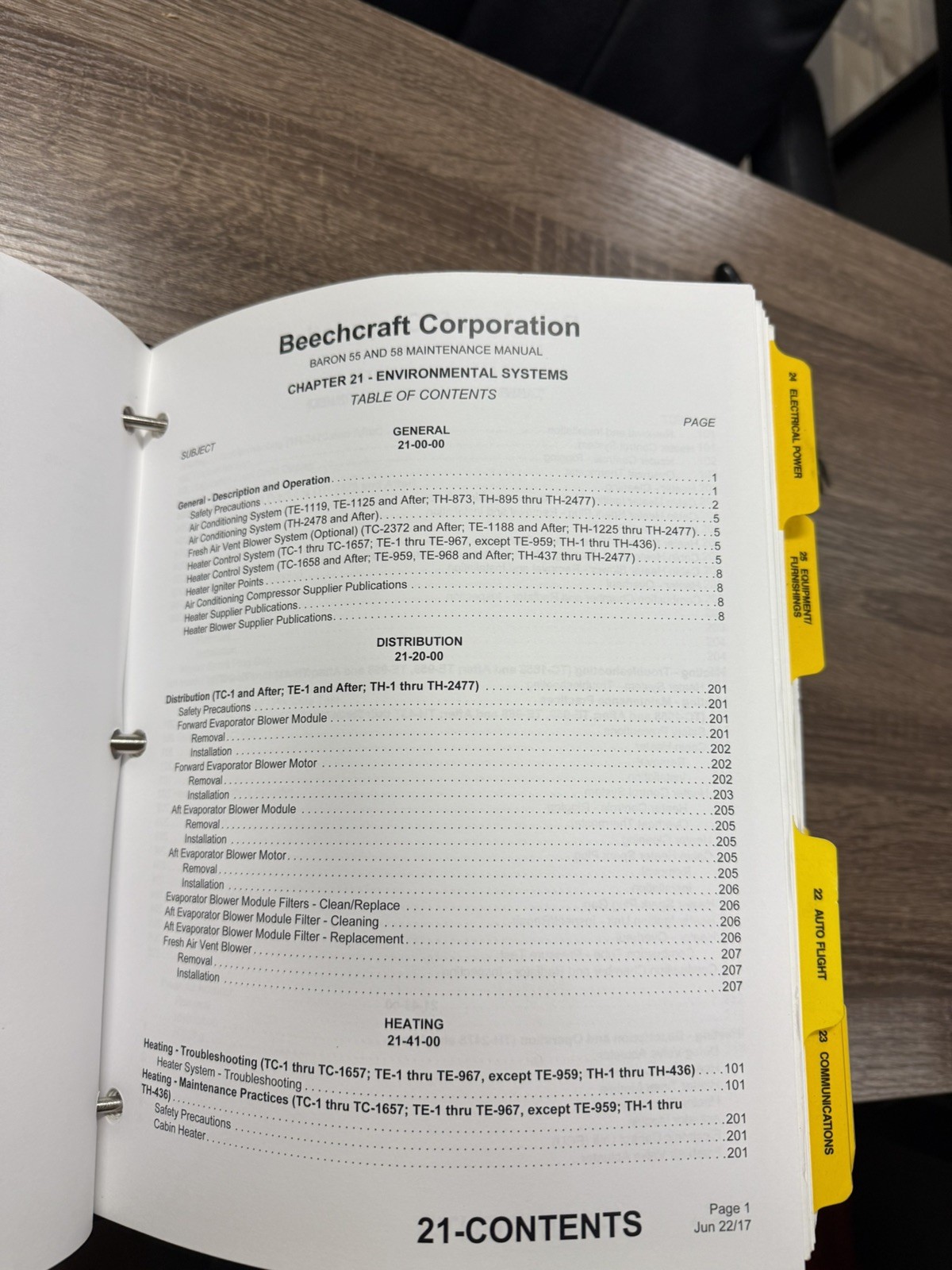 beechcraft baron 55/58 mainteance manual