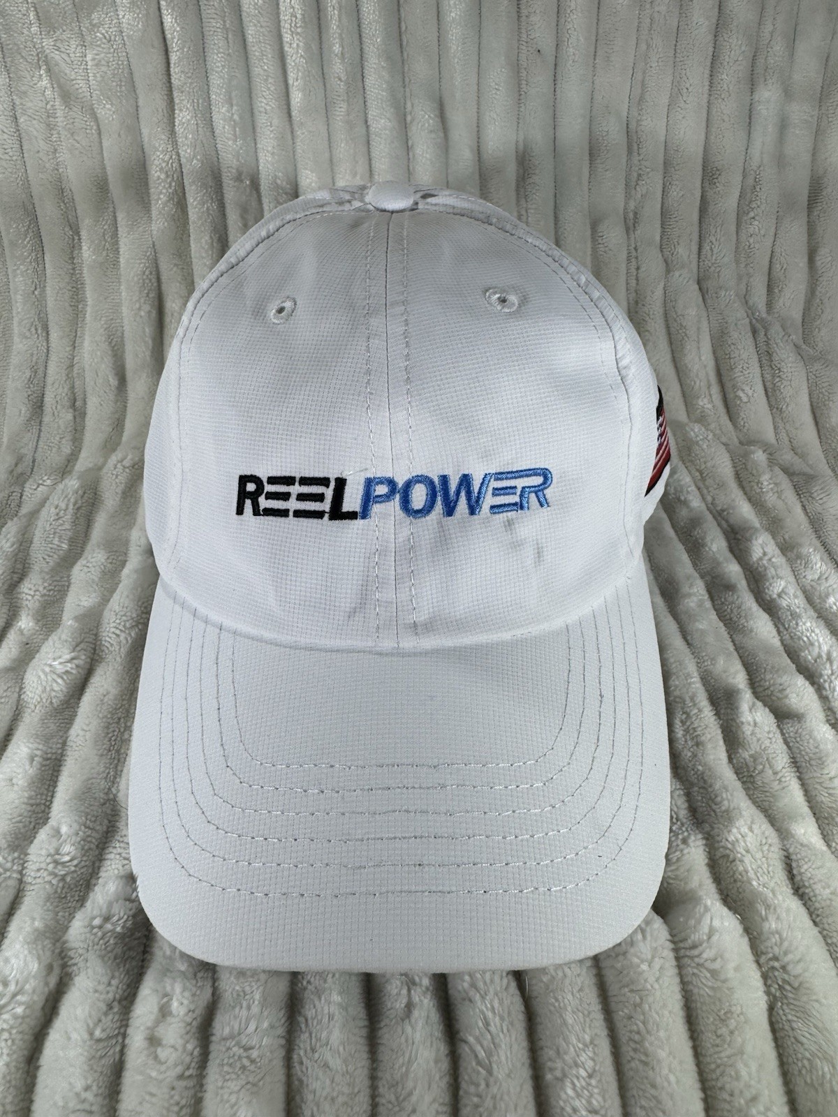 Imperial Hat UPF 50+ Adjustable White REEL POWER Reeling Company NWOT