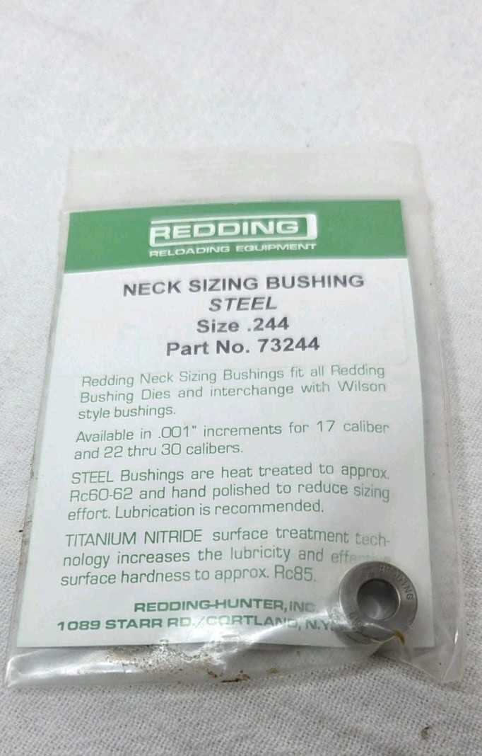 Redding .244 Heat Treated Steel Neck Sizing Bushing Part No. 73244 “NEW”