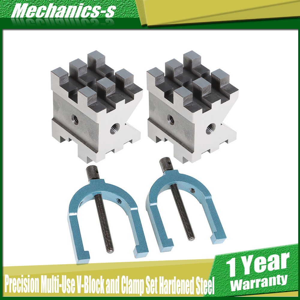 Hardened Steel Precision 2-3/8" x 2-3/4" x 2" Multi-Use V-Block and Clamp Set