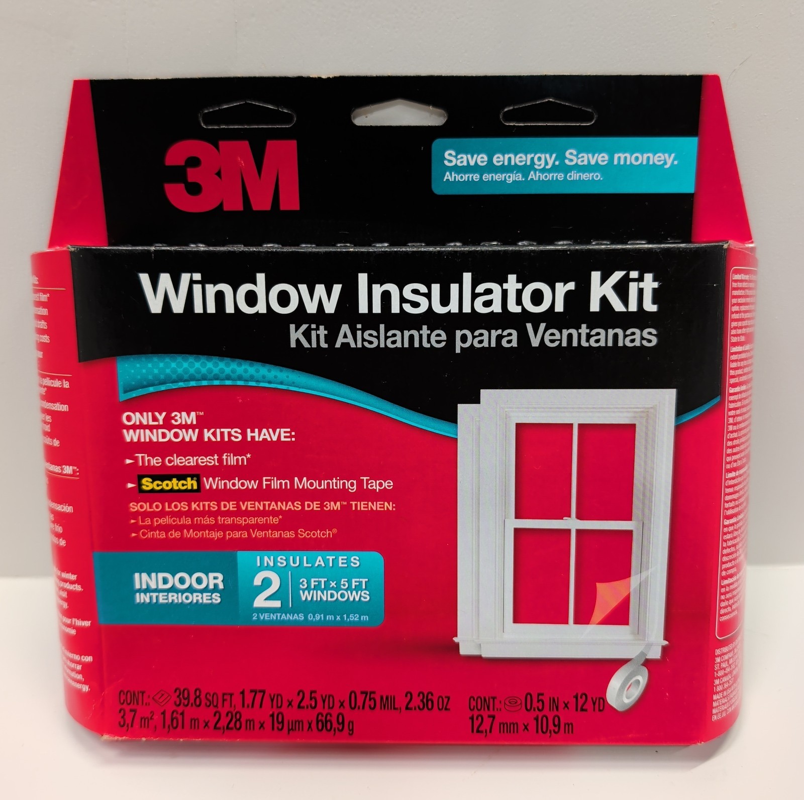 3M Indoor Window Insulation Kit for 2 Windows 3 ft x 5 ft New in Package
