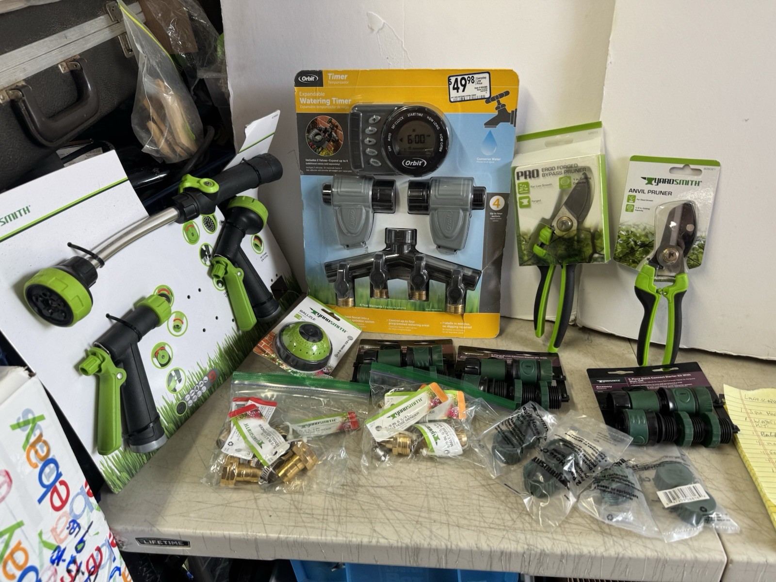 ESSENTIAL YARD MAINTENANCE WATERING Timer LOT SPRINKLERS PRUNERS. LOT 4 New