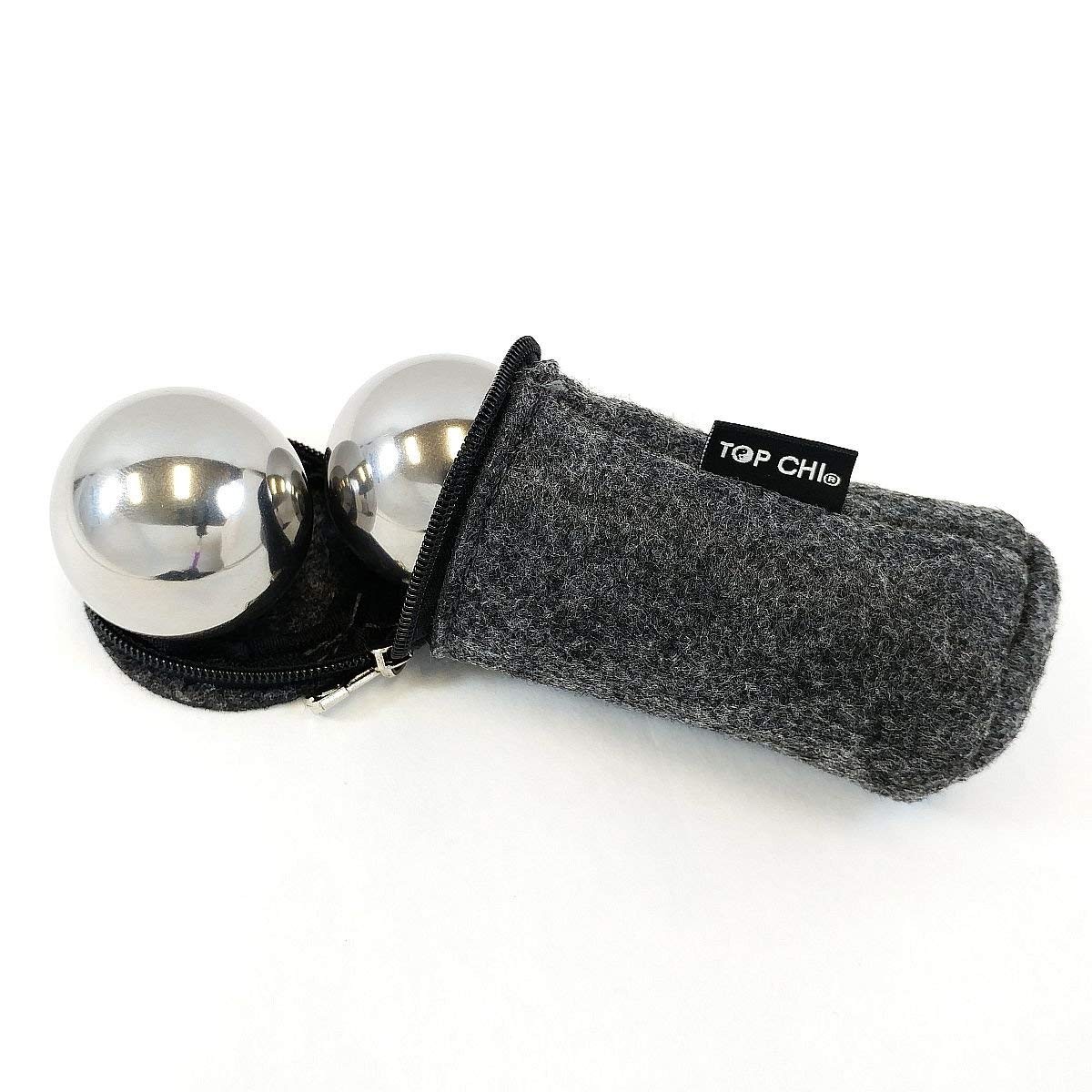 1 lb. 1.5 Inch Solid Stainless Steel Baoding Balls with Carry Pouch. Non-Chim...
