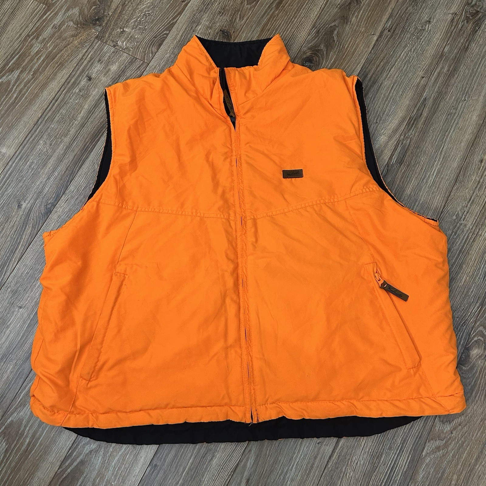 WOOLRICH - Men's Vintage Reversible Blaze Orange Black Hunting Vest - XLarge