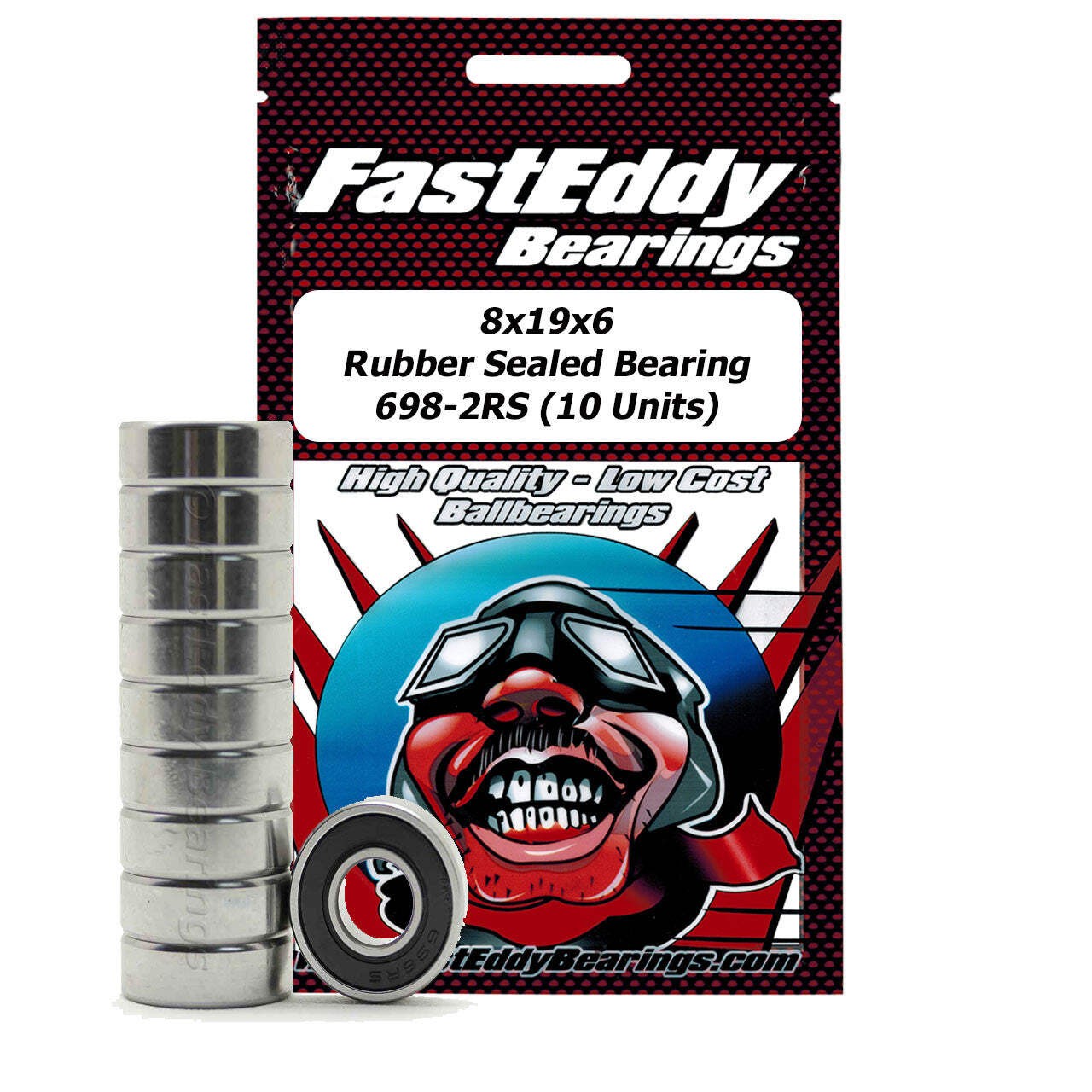 8x19x6 Rubber Sealed Bearing 698-2RS 10 Units