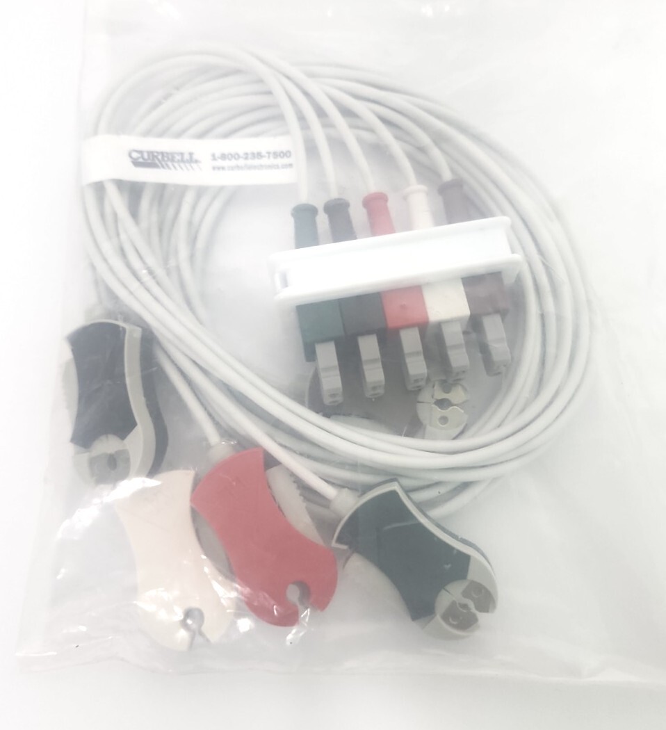 CURBELL Medical 5 lead ( red, white, Blue, Black, Green ) Disposable ECG Wires
