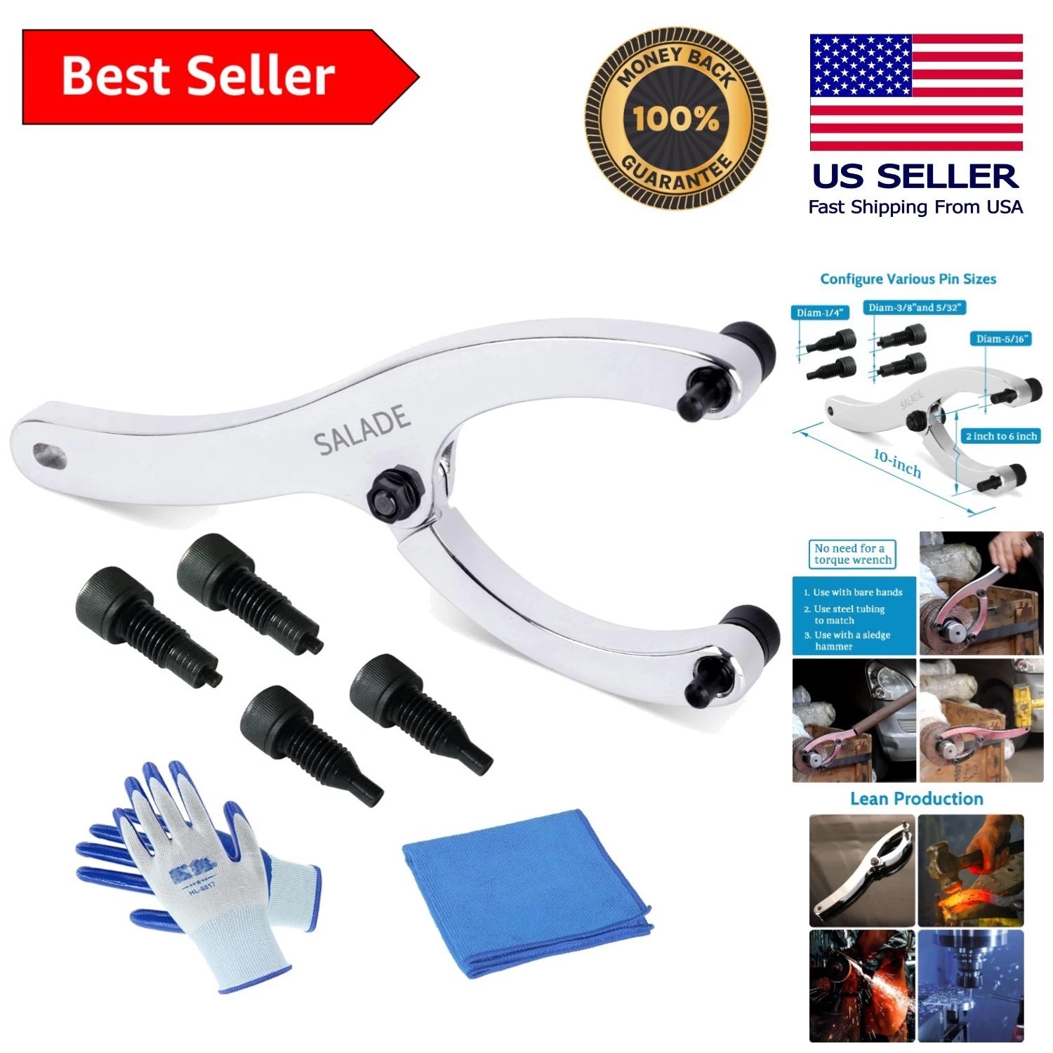 Professional Alloy Steel Gland Nut Wrench Set with Gloves & Towel Included