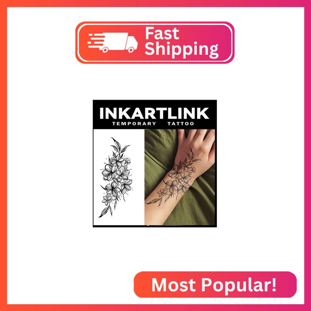 INKARTLINK Tattoo Tech, 2 Sheets Large Semi Permanent Tattoo, Adult Art Design T