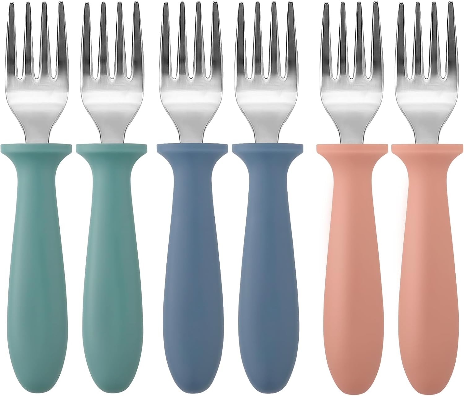 6-Pack Stainless Steel Toddler Forks Baby & Kids Utensils for Self-Feeding