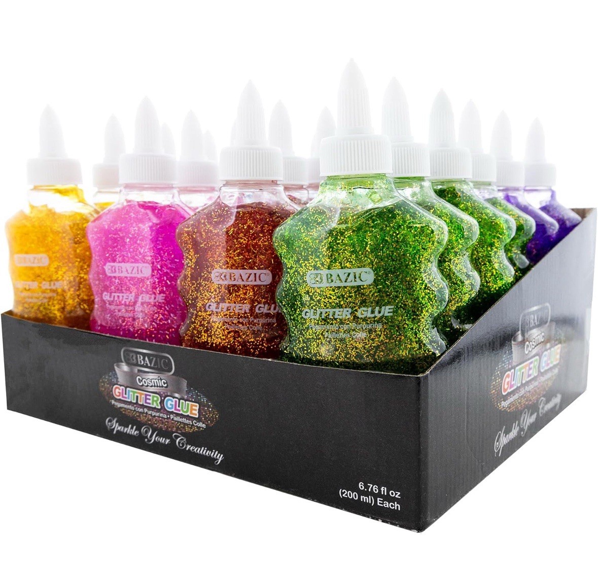 Washable Glitter Glue - 24 Packs of 6 Neon Colors, Non-Toxic Art Supplies