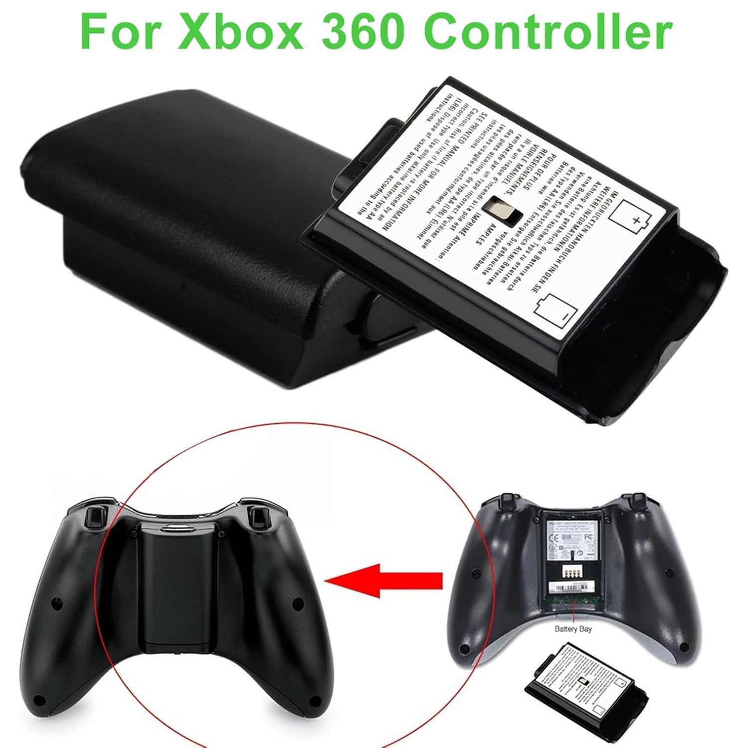 2X AA Battery Back Cover Case Shell Pack For Xbox 360 Wireless Controller Black