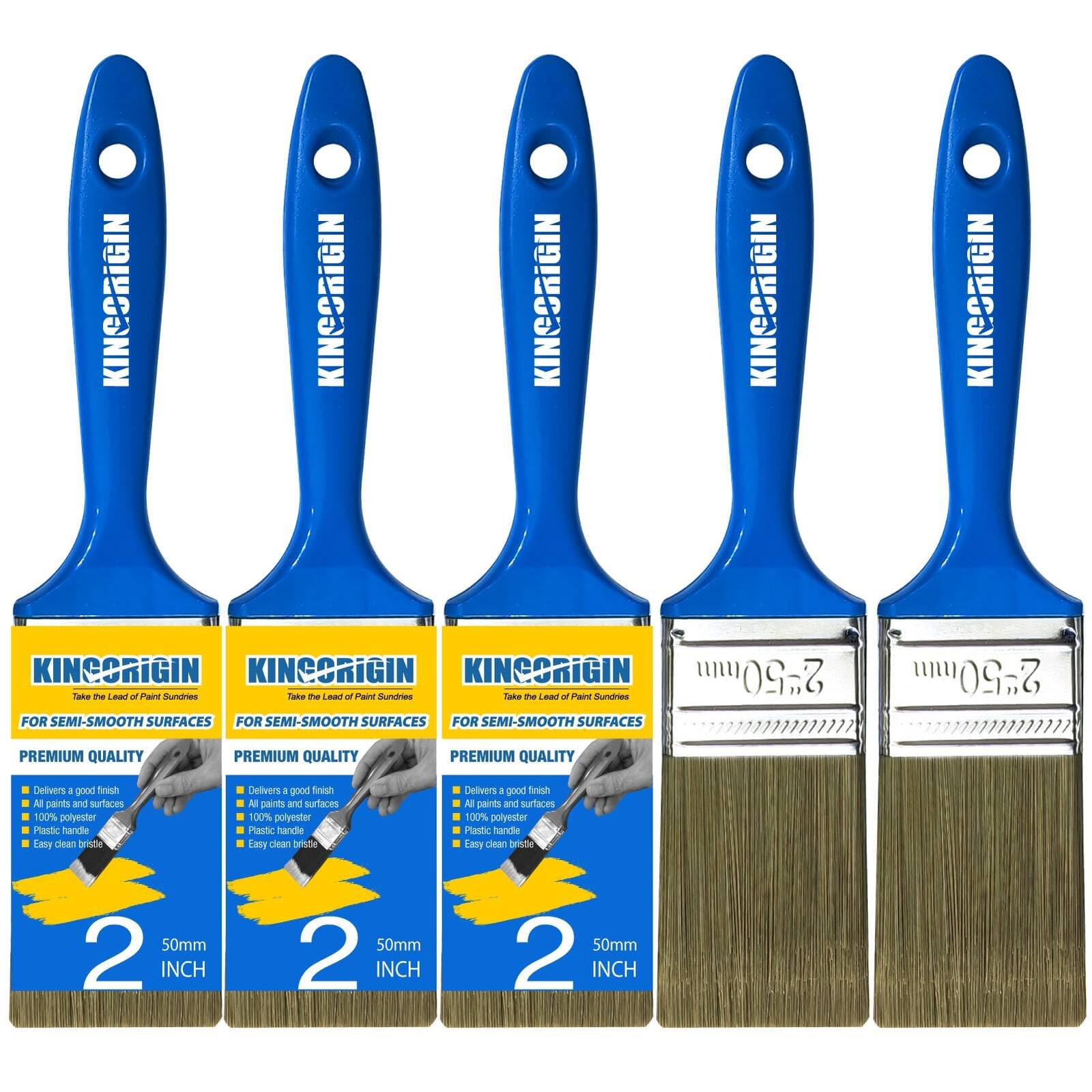 King Origin Versatile Paint Brush Set, 5 Pack, 2 Inch Paint Brushes, Small Pa...