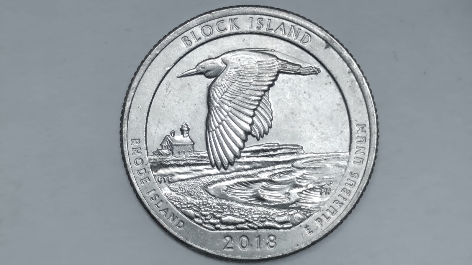 2018-P 25c ATB Block Island Quarter Error Die Break Error T332