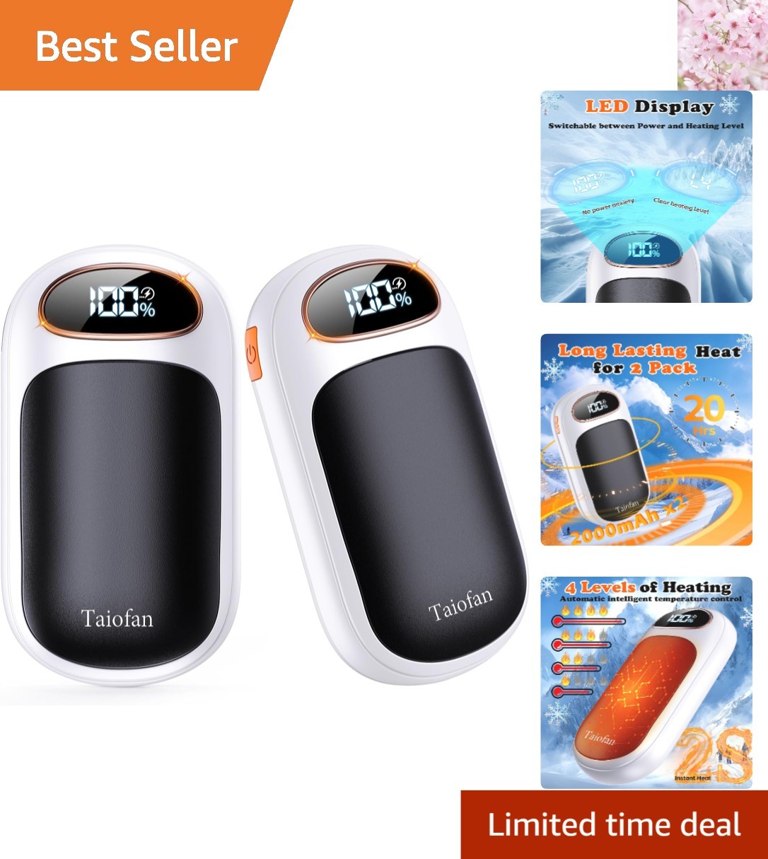 Hand Warmers 2 Pack - Share the Warmth with Split Design & 4 Adjustable Levels