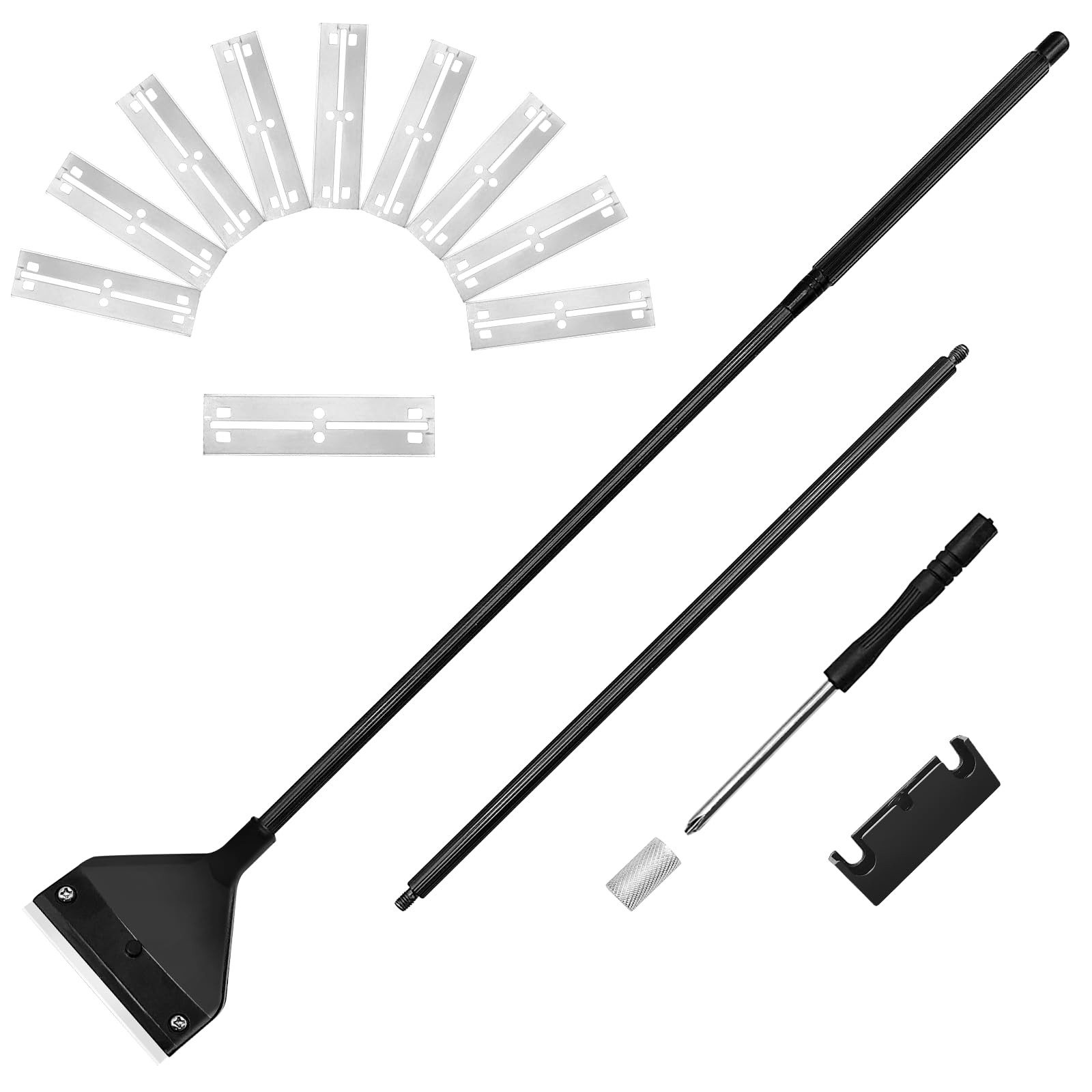 heqxwl Algae Scraper for Glass Aquariums, Stainless Steel Fish Tank black