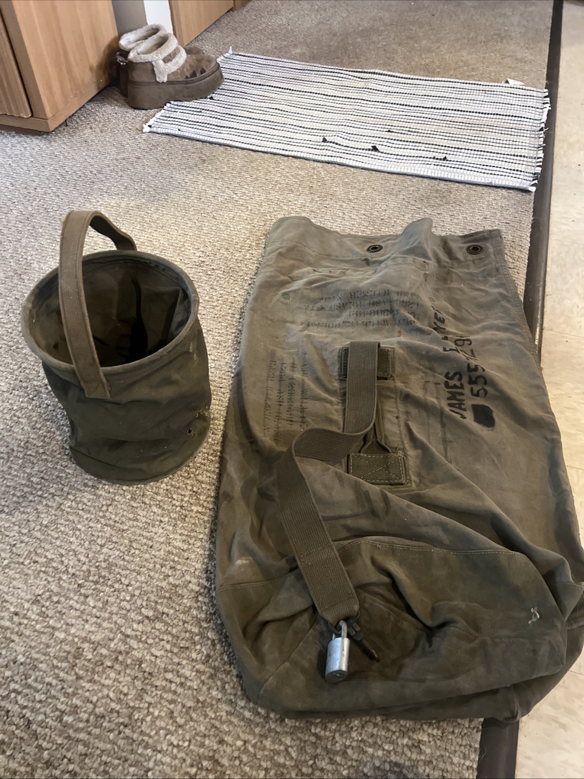 VTG U.S.  Canvas ARMY Duffle Bag & Collapsible Water Carrying Tote