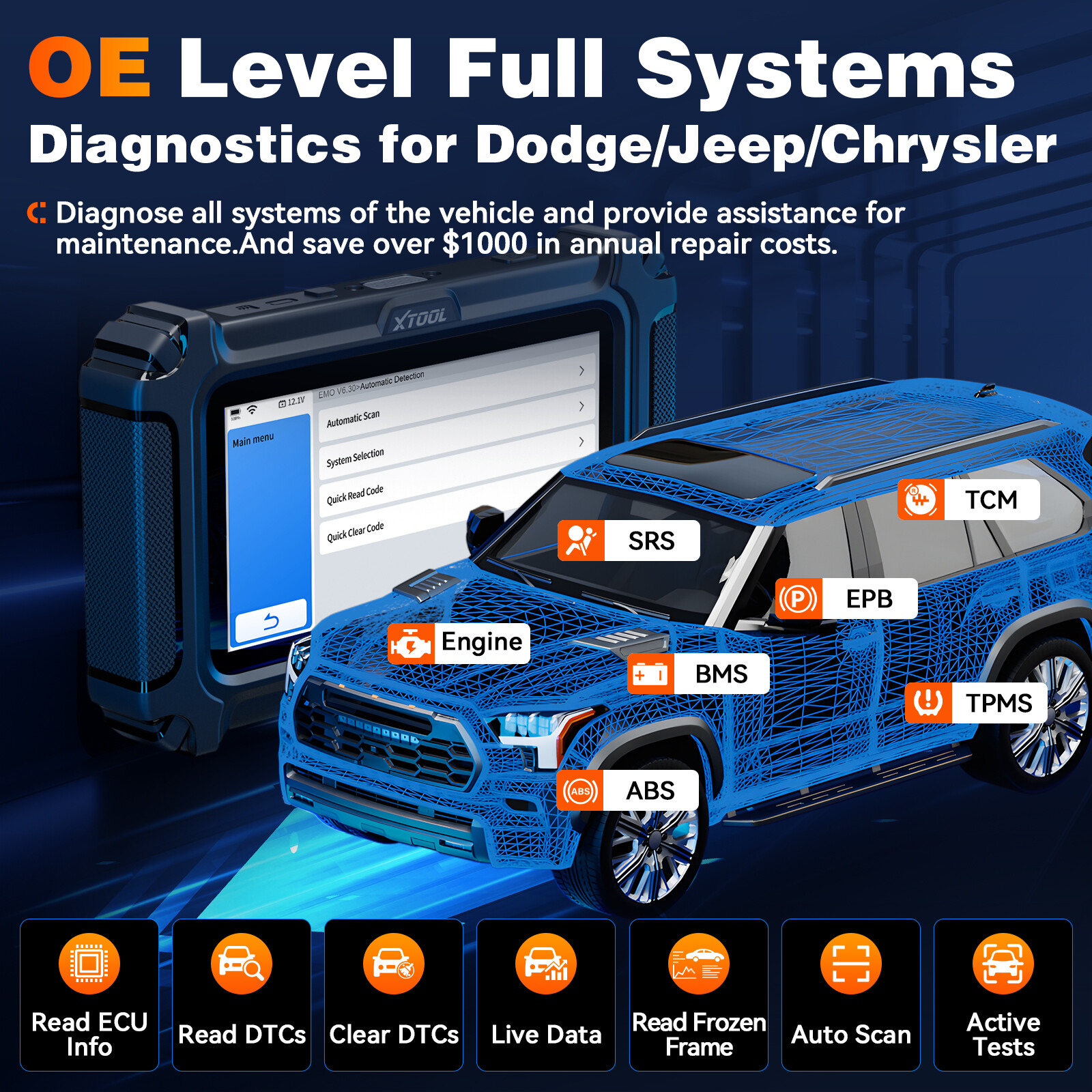 For Chrysler/ Dodge/Jeep Bidirectional OBD2 Scanner Diagnostic Tool Full System