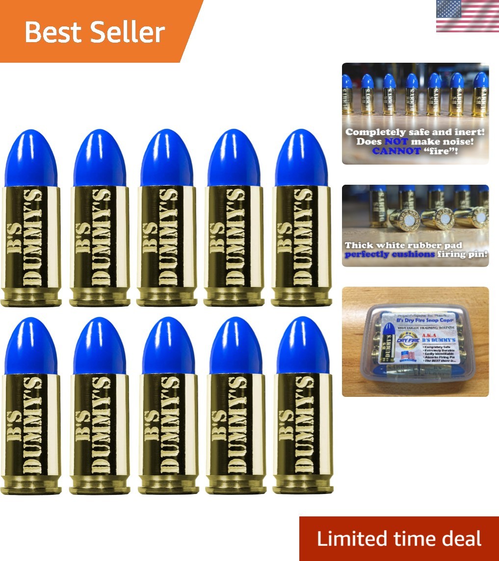10 Durable Blue Brass 9mm Luger Snap Caps - Ideal Dry Fire Training Aid