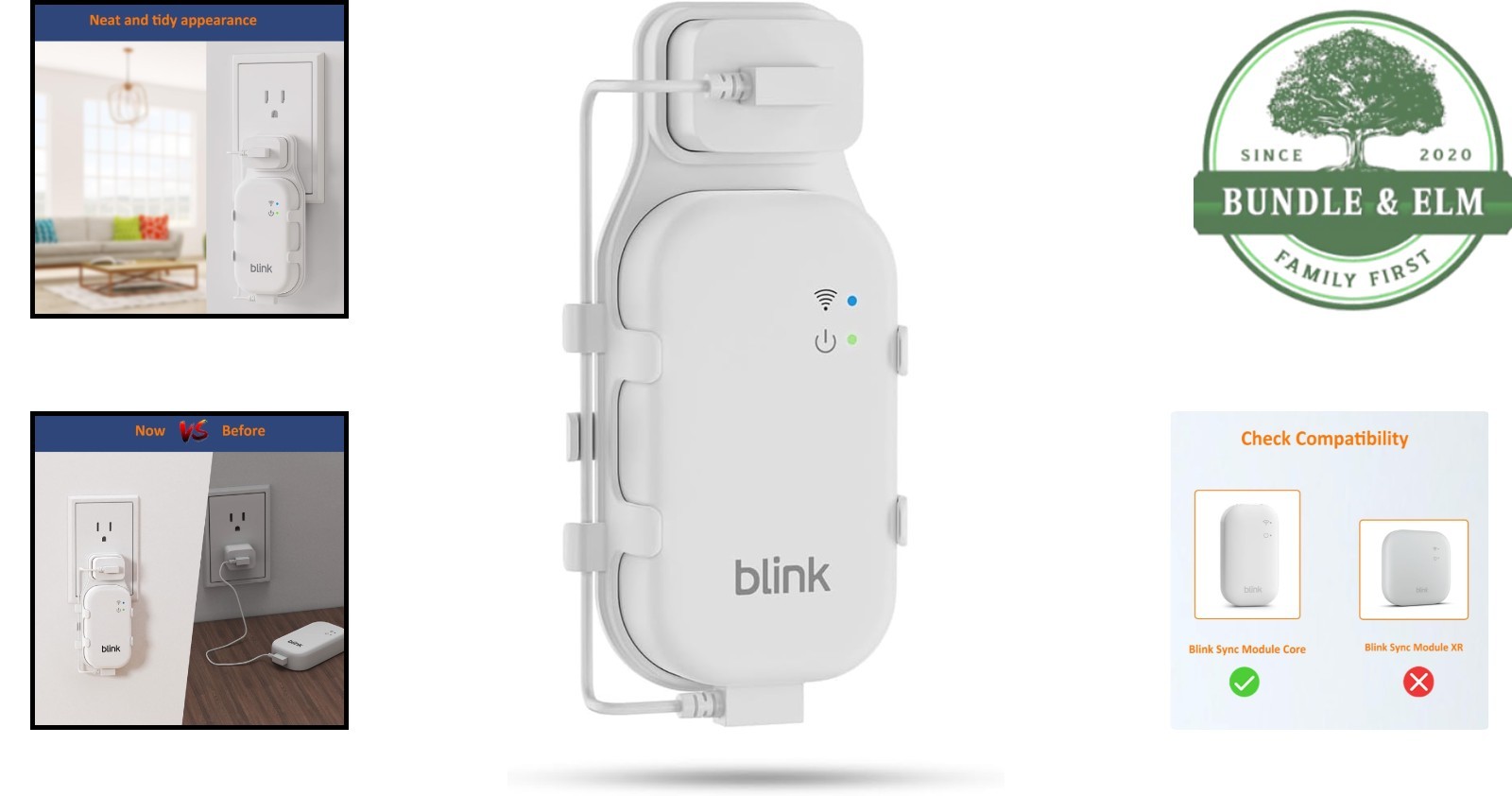 Outlet Mount for Blink Sync Module Core, No Drill Required with Cable Management
