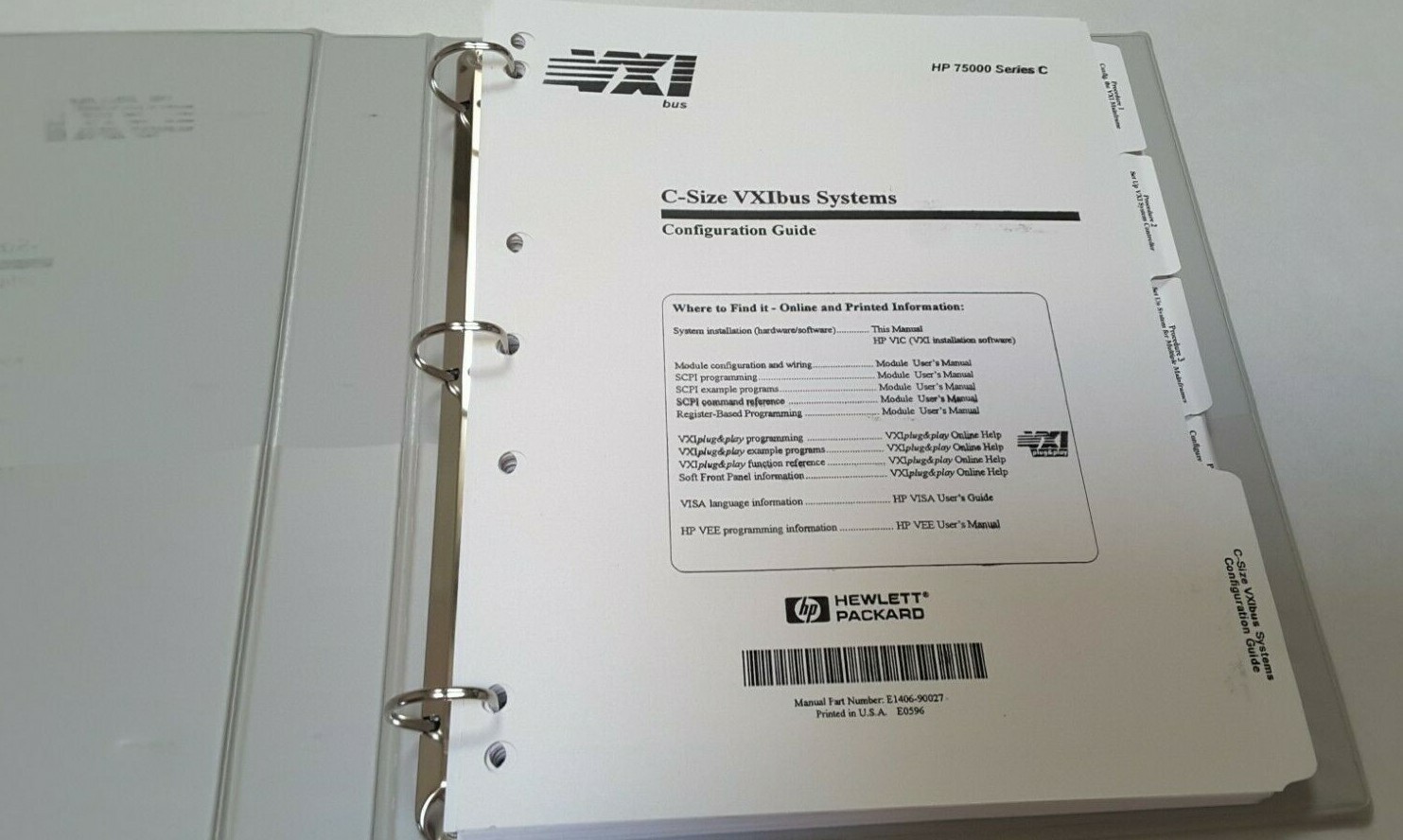 HP C-SIZE VXIBUS Systems Configuration Guide, E1406-90027