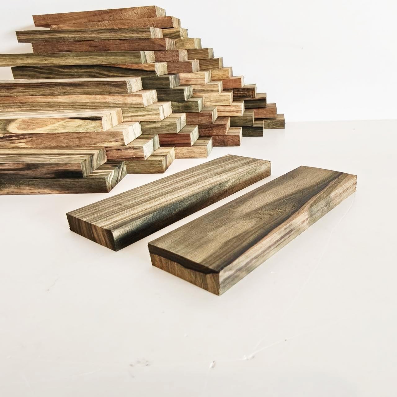 2 PCS Gray Brown Ebony Lumber Handle Scales 3/8 x 11/2 x 51/8 Inch DIY