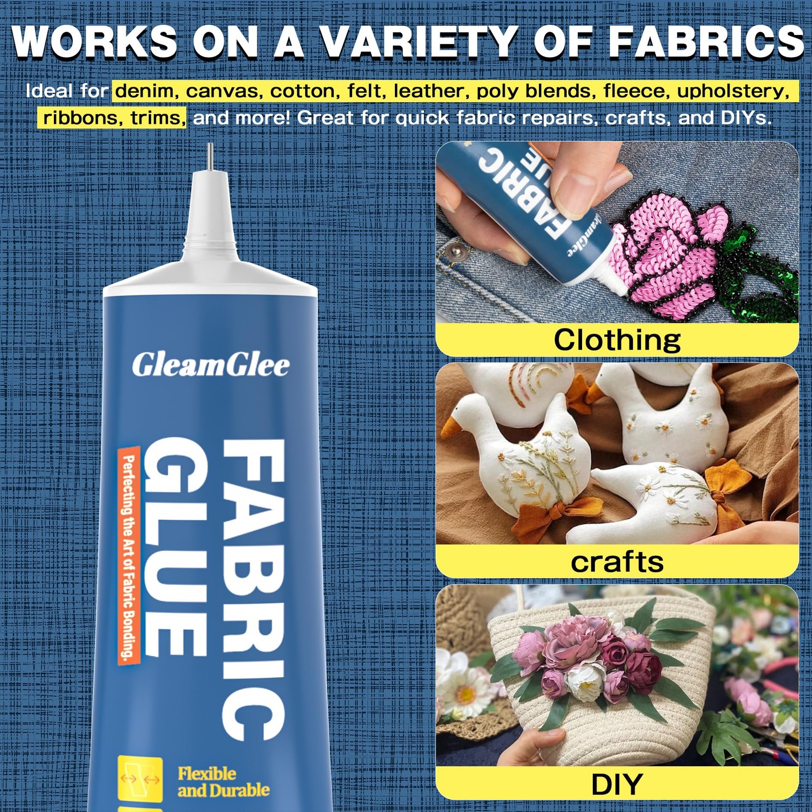 Fabric Glue Permanent, Extra Strong Adhesive, Washable Clear 1 Pack