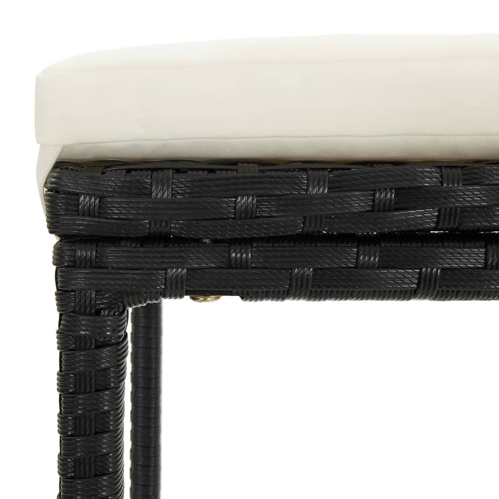 2pcs Black Rattan Counter Stools with Cushions Indoor Outdoor Patio Set