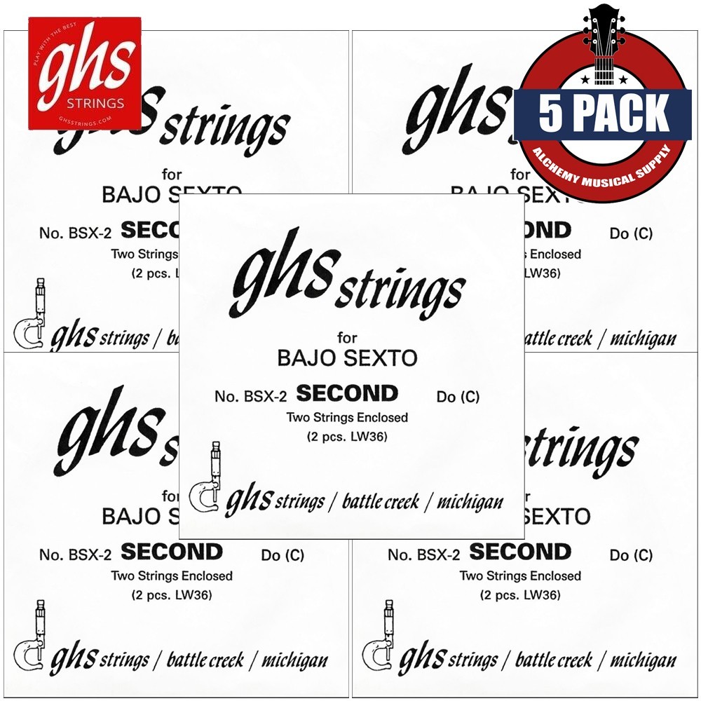 5-PACK GHS BSX-2 Second Pair Of Strings For Bajo Sexto - Do (C)