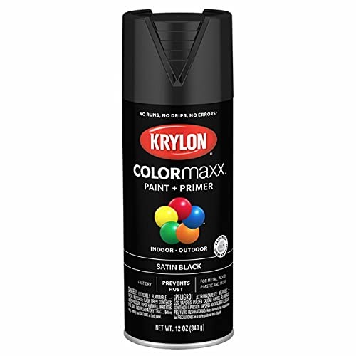 Krylon COLORmaxx Satin Black Spray Paint and Primer (K05557007)