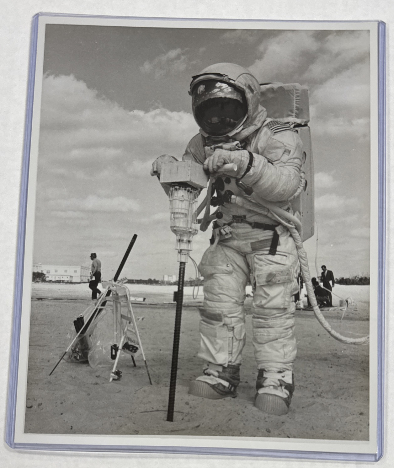 NASA Apollo 16 Duke Operates Lunar Surface Drill Training Press Photo 71-H-1848