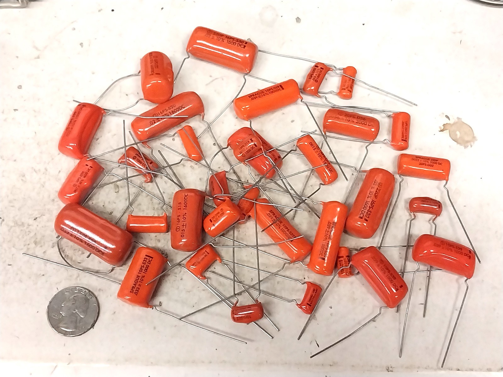 Big Pile New Unused Orange Drop Capacitor / Old Vintage Ham Radio Tube Audio Amp