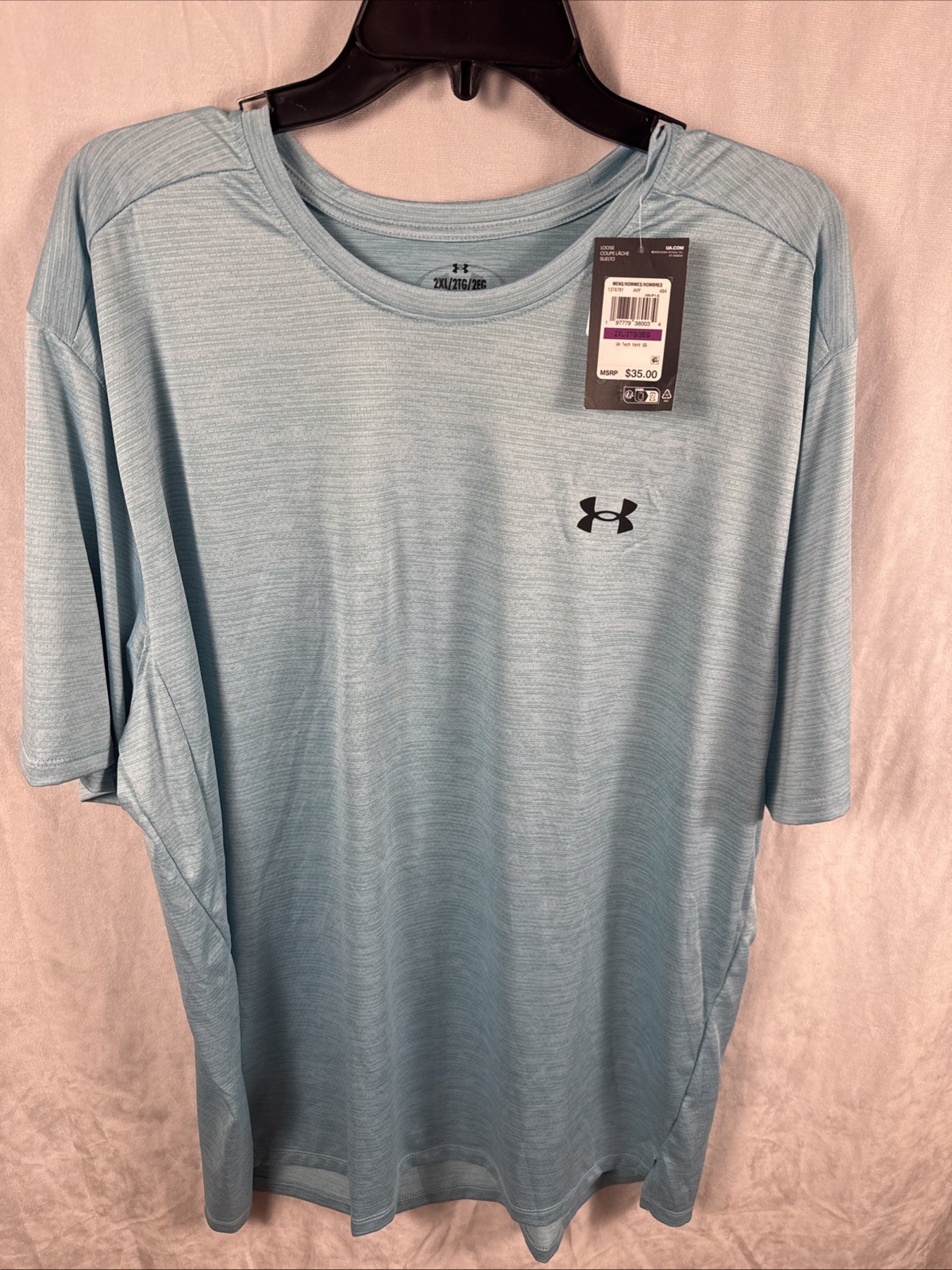 UA Men's XXL Seafoam Blue Tech Vent Short Sleeve Tee RETAIL $35