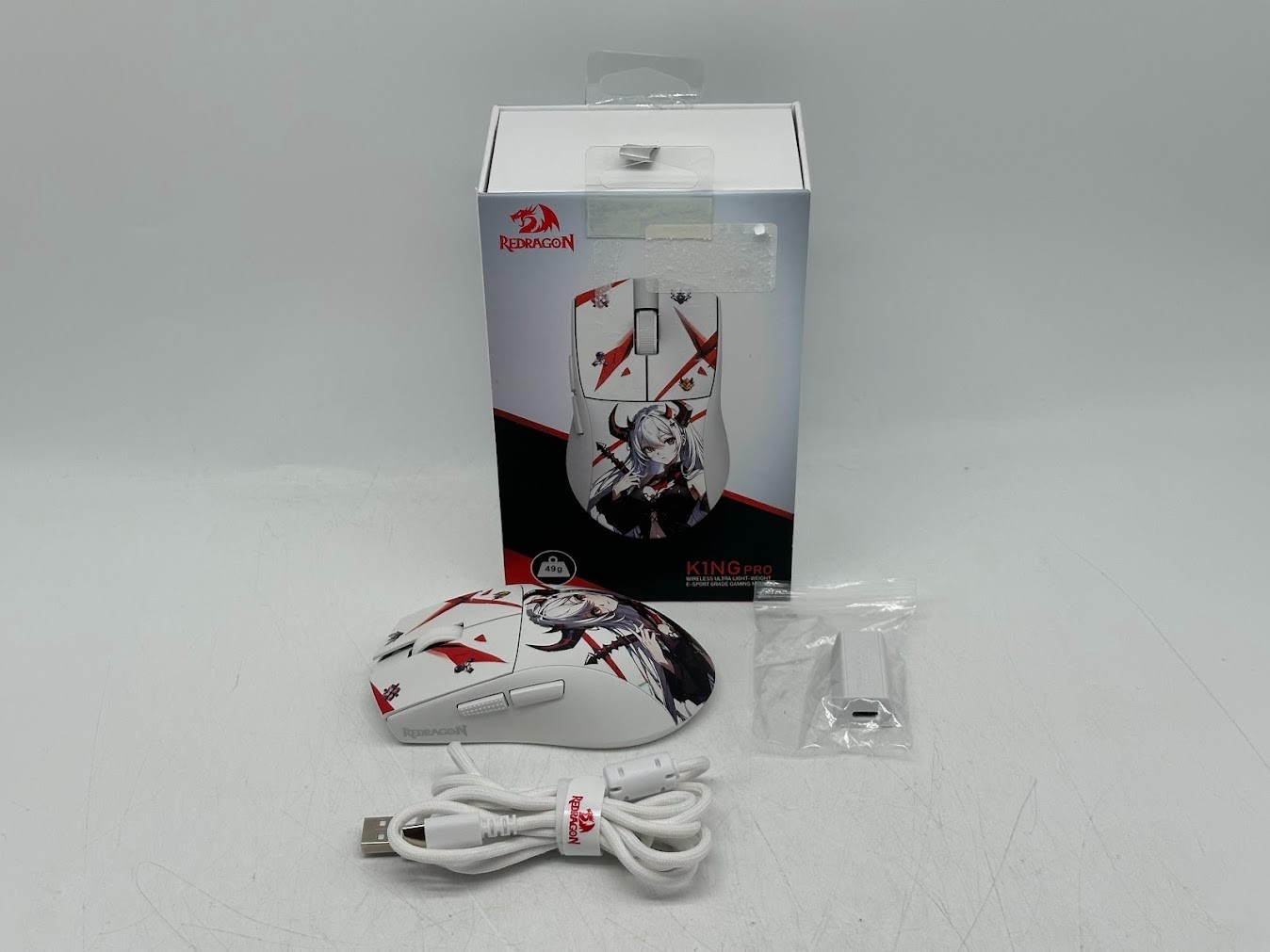 Redragon MCM916H Ultra Light Wireless Gaming Mouse (White) - Redragon Anime