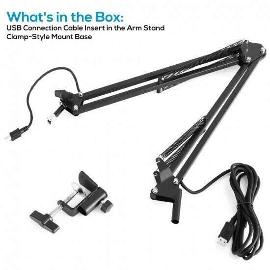 Pyle Suspension Microphone Boom Stand, Adjustable Mic Stand PMKSHUSB04
