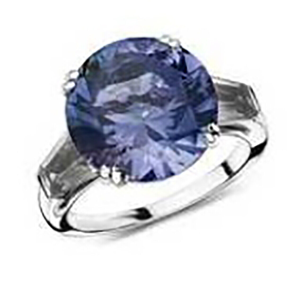 Sterling Silver Semi Mount Ring Setting Round RD 14x14mm Baguette Shank