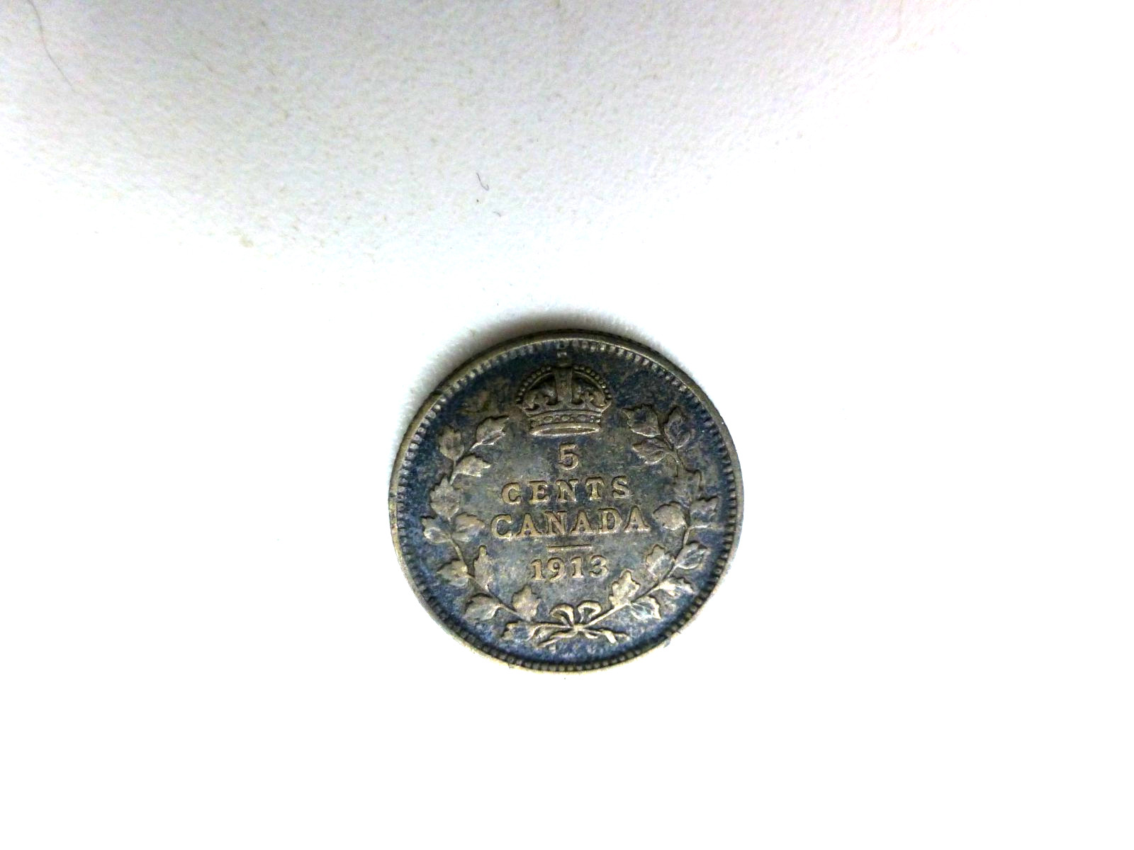 1913 Canadian 5 Cent Silver in F Condition