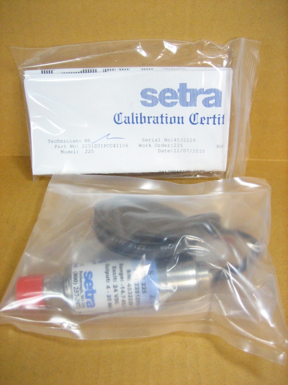 Setra 2251Z01PCC41106  Press Transducer -14.7-85.3 PSIG, Out 4-20 MA 24VDC