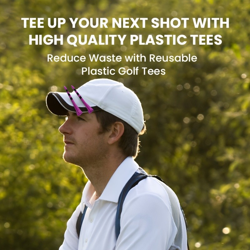 Plastic Golf Tees 30 Pack Printed Ring Tees with Bright High Visibility 83mm