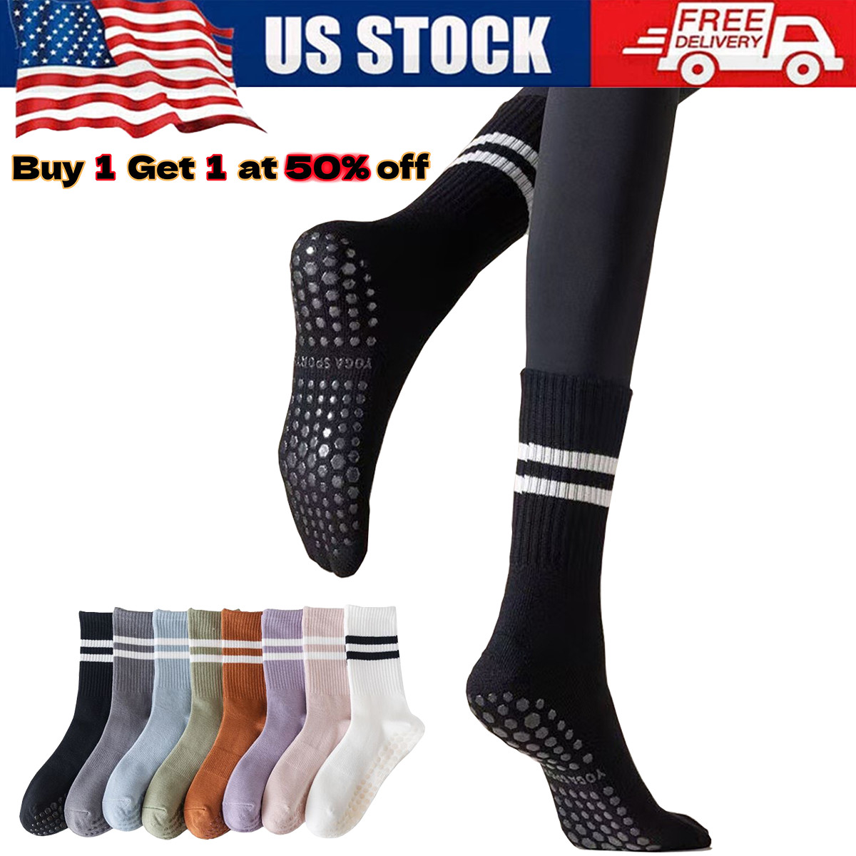 Lot 4 Pairs Womens Mens Ankle Quarter Yoga Cotton Crew Socks Casual Size New US