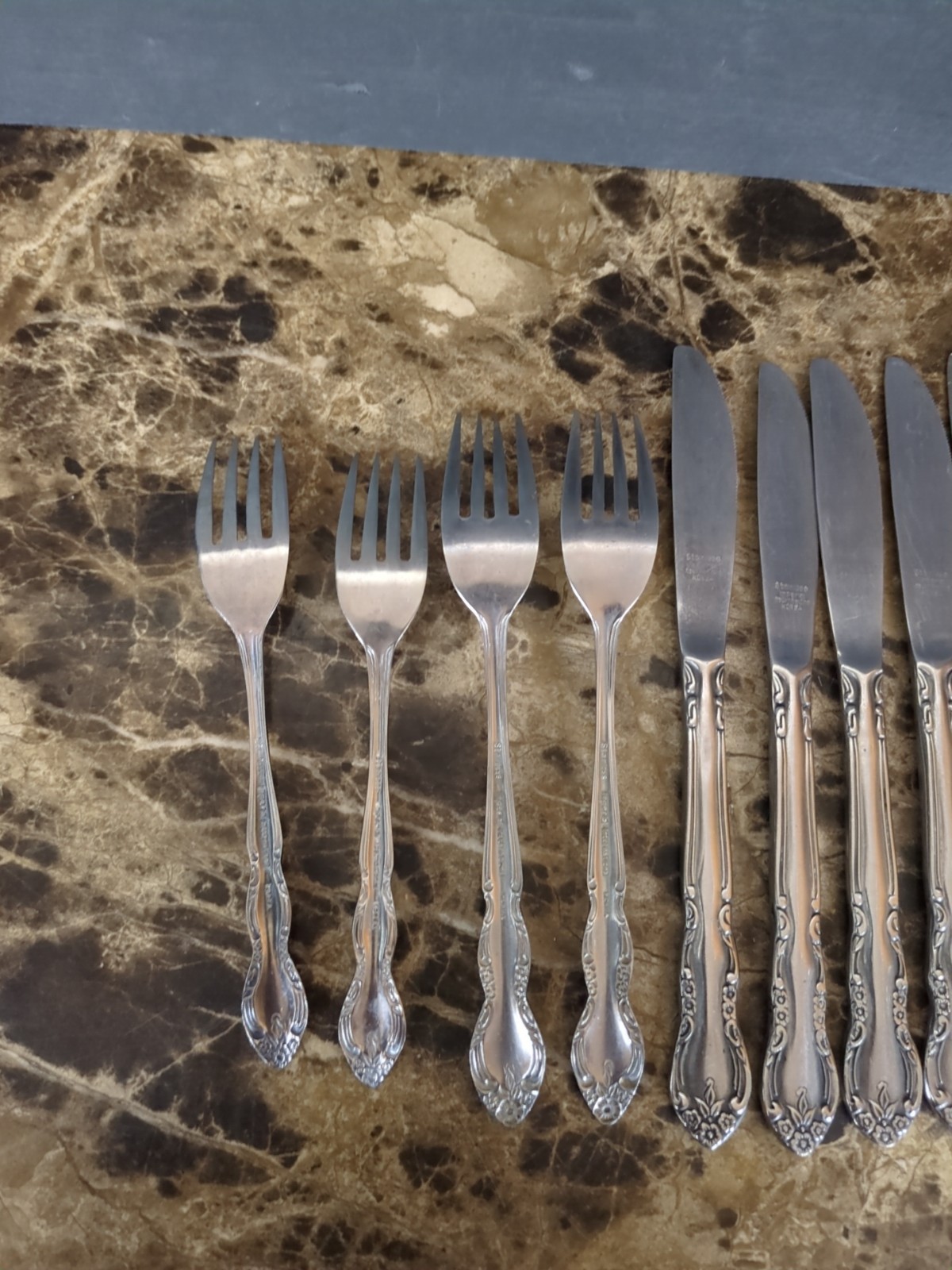 16 PC Lot Imperial International Fleurette Stainless Flatware Fork Knife Spoon