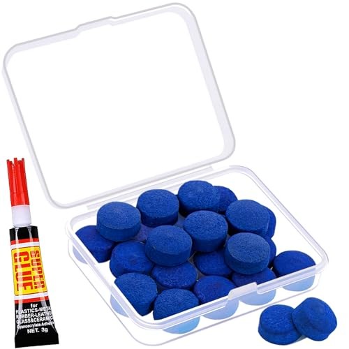 Billiard Pool Cue Tips - Pool Cue Stick Tips Replacement 11MM with Glue Blue