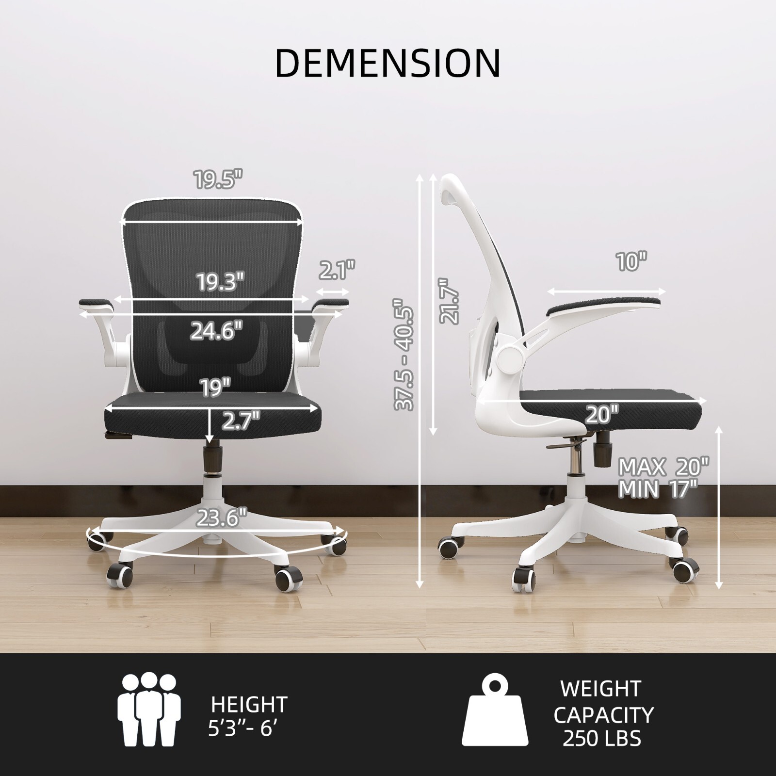Home Office Chair - Adjustable Ergonomic Desk Chair with Lumbar Support