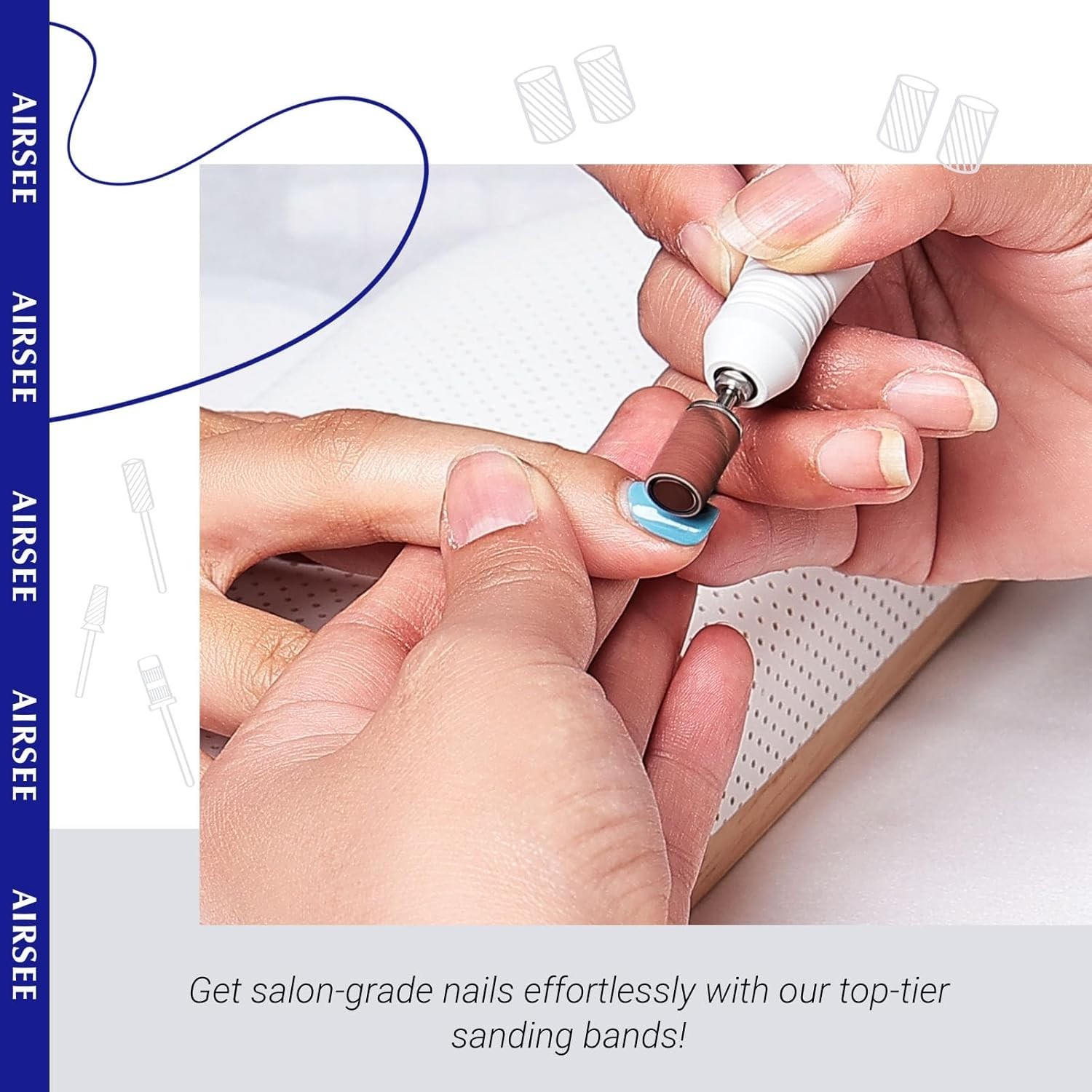 Versatile 180 Grit Electric Nail Drill Sanding Bands – 100 PC Set for All Nails